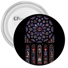 Chartres Cathedral Notre Dame De Paris Stained Glass 3  Buttons