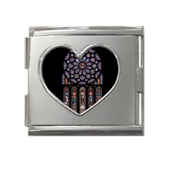 Chartres Cathedral Notre Dame De Paris Stained Glass Mega Link Heart Italian Charm (18mm)