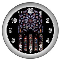 Chartres Cathedral Notre Dame De Paris Stained Glass Wall Clock (silver)