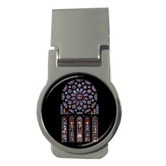 Chartres Cathedral Notre Dame De Paris Stained Glass Money Clips (round)  by Maspions