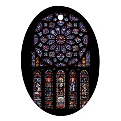 Chartres Cathedral Notre Dame De Paris Stained Glass Oval Ornament (two Sides)