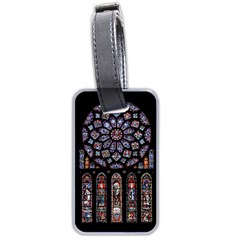 Chartres Cathedral Notre Dame De Paris Stained Glass Luggage Tag (two Sides) by Maspions