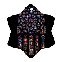 Chartres Cathedral Notre Dame De Paris Stained Glass Ornament (Snowflake)