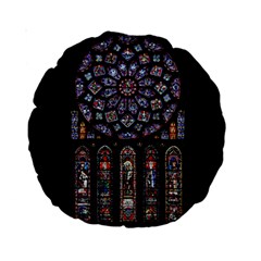 Chartres Cathedral Notre Dame De Paris Stained Glass Standard 15  Premium Round Cushions