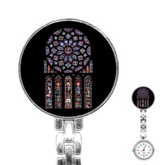 Chartres Cathedral Notre Dame De Paris Stained Glass Stainless Steel Nurses Watch by Maspions