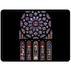 Chartres Cathedral Notre Dame De Paris Stained Glass Two Sides Fleece Blanket (Large)