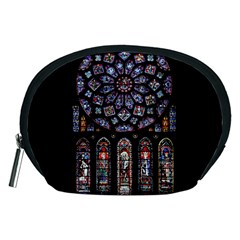 Chartres Cathedral Notre Dame De Paris Stained Glass Accessory Pouch (medium) by Maspions