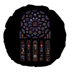 Chartres Cathedral Notre Dame De Paris Stained Glass Large 18  Premium Flano Round Cushions