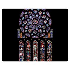 Chartres Cathedral Notre Dame De Paris Stained Glass Two Sides Premium Plush Fleece Blanket (Medium)