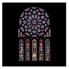 Chartres Cathedral Notre Dame De Paris Stained Glass Square Satin Scarf (36  x 36 )
