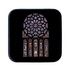 Chartres Cathedral Notre Dame De Paris Stained Glass Square Metal Box (Black)