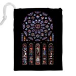 Chartres Cathedral Notre Dame De Paris Stained Glass Drawstring Pouch (5XL) Back