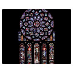 Chartres Cathedral Notre Dame De Paris Stained Glass Premium Plush Fleece Blanket (Medium)