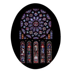Chartres Cathedral Notre Dame De Paris Stained Glass Oval Glass Fridge Magnet (4 pack)