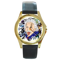 Albert Einstein Physicist Round Gold Metal Watch