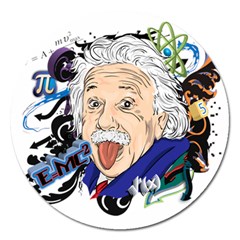 Albert Einstein Physicist Magnet 5  (round) by Maspions