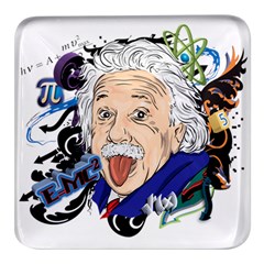Albert Einstein Physicist Square Glass Fridge Magnet (4 Pack) by Maspions