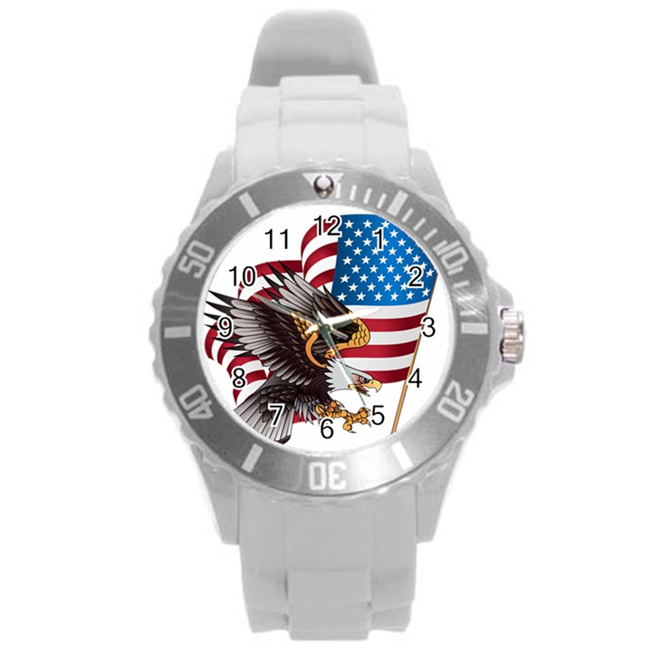 American Eagle Clip Art Round Plastic Sport Watch (L)