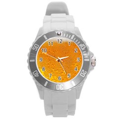 Beer Bubbles Pattern Round Plastic Sport Watch (l)