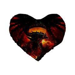 Dragon Fire Fantasy Art Standard 16  Premium Heart Shape Cushions by Maspions