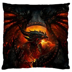 Dragon Fire Fantasy Art Standard Premium Plush Fleece Cushion Case (one Side)
