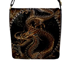 Fantasy Dragon Pentagram Flap Closure Messenger Bag (l) by Maspions