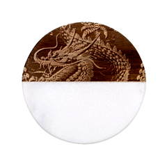 Fantasy Dragon Pentagram Classic Marble Wood Coaster (round) 