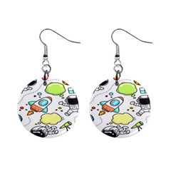 Sketch Cartoon Space Set Mini Button Earrings