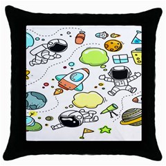 Sketch Cartoon Space Set Throw Pillow Case (Black)