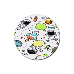 Sketch Cartoon Space Set Rubber Round Coaster (4 pack)