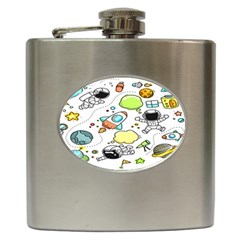 Sketch Cartoon Space Set Hip Flask (6 Oz)