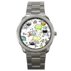 Sketch Cartoon Space Set Sport Metal Watch