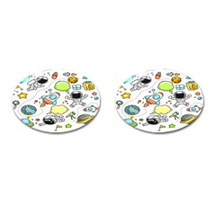 Sketch Cartoon Space Set Cufflinks (Oval)