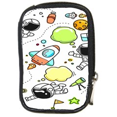 Sketch Cartoon Space Set Compact Camera Leather Case