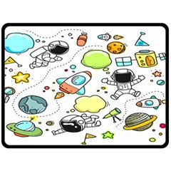 Sketch Cartoon Space Set Fleece Blanket (Large)