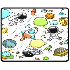 Sketch Cartoon Space Set Fleece Blanket (Medium)