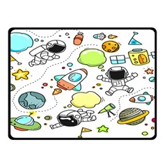 Sketch Cartoon Space Set Two Sides Fleece Blanket (Small)