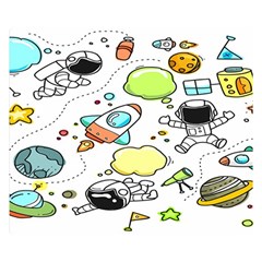 Sketch Cartoon Space Set Two Sides Premium Plush Fleece Blanket (Small)