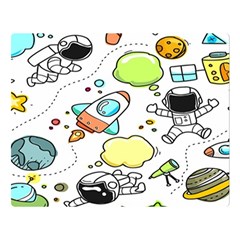 Sketch Cartoon Space Set Premium Plush Fleece Blanket (Large)