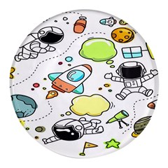 Sketch Cartoon Space Set Round Glass Fridge Magnet (4 Pack) by Hannah976