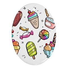 Doodle Cartoon Drawn Cone Food Ornament (oval)