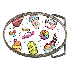 Doodle Cartoon Drawn Cone Food Belt Buckles