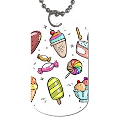 Doodle Cartoon Drawn Cone Food Dog Tag (one Side)