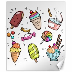 Doodle Cartoon Drawn Cone Food Canvas 8  X 10 