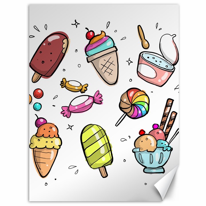 Doodle Cartoon Drawn Cone Food Canvas 36  x 48 