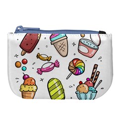 Doodle Cartoon Drawn Cone Food Large Coin Purse by Hannah976