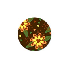 Floral Hearts Brown Green Retro Golf Ball Marker (10 Pack)
