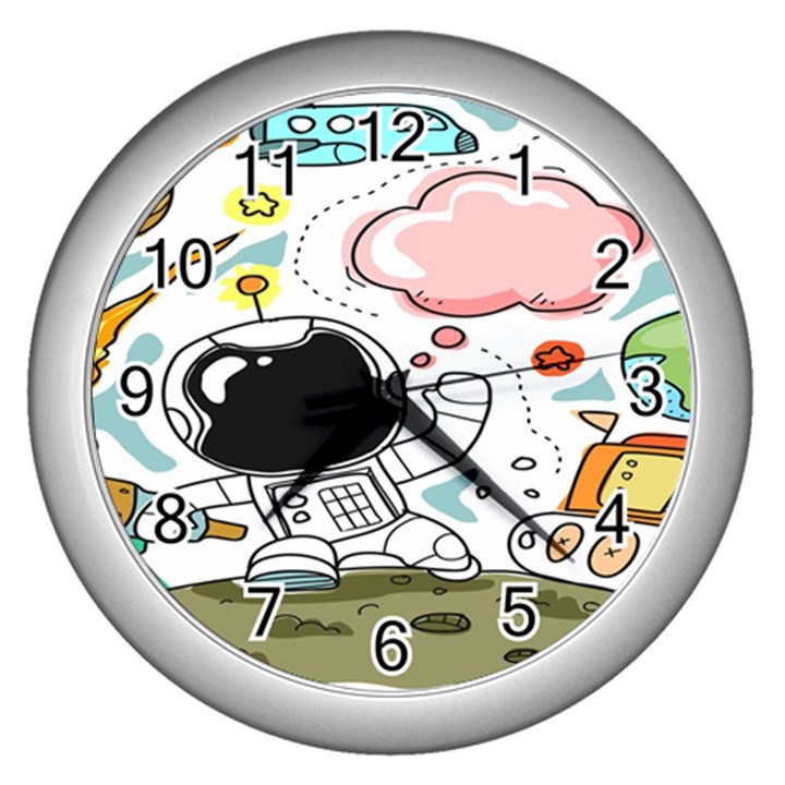 Sketch Cute Child Funny Wall Clock (Silver)