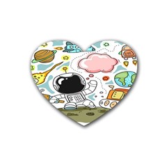 Sketch Cute Child Funny Rubber Heart Coaster (4 Pack)