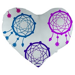 Dreamcatcher Dream Catcher Pattern Large 19  Premium Flano Heart Shape Cushions by Hannah976